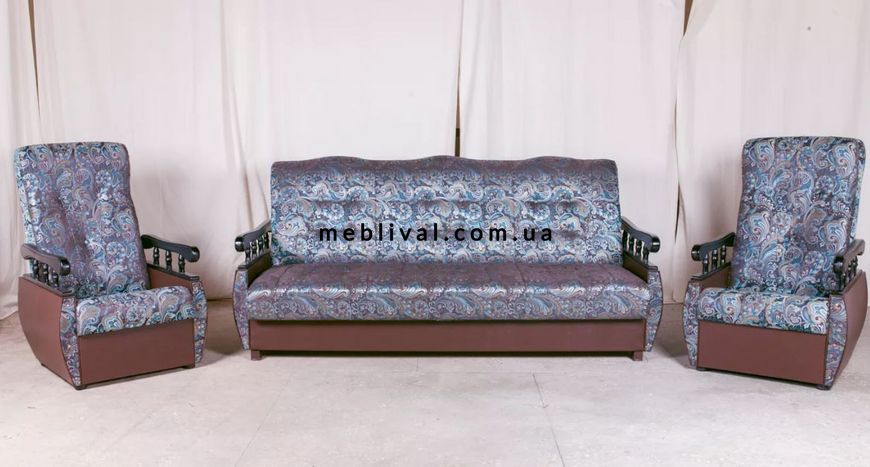 ➤Цена   Купить Комплект два кресла нераскладных + диван раскладной Клик-кляк Боннель ППУ зеленый ➤Зелёный ➤Комплекты диван + кресла➤M_S-КОМП➤440300164М.1 фото