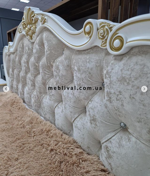 ➤Цена 64 020 грн  Купить Кровать деревянная Люси из массива бука 180х200 изголовье резное ➤Слоновая кость ➤Кровати деревянные➤Агросвит ФК➤6601867ПЛМ фото