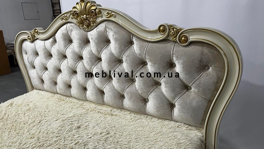 ➤Цена 64 020 грн  Купить Кровать деревянная Люси из массива бука 180х200 изголовье резное ➤Слоновая кость ➤Кровати деревянные➤Агросвит ФК➤6601867ПЛМ фото