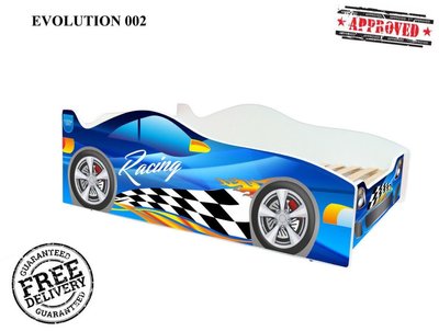 ➤Цена   Купить Кровать машинка Racing синяя 80х170, 002 ➤Белый ➤Кровати детские➤VDЕ➤144864ВИОРД.12ЕВ фото