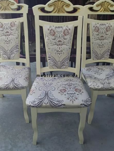 ➤Ціна 44 693 грн UAH Купити Стол и стулья деревянные 1+6 Роланд 200х100+40+40 белый патина золото➤слоновая кость с патиной ➤Комплекты обеденные деревянные➤Агросвит 2С➤6601909ПЛМ фото