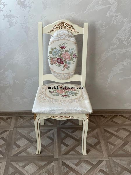 ➤Цена 2 843 грн  Купить Мягкий стул деревянный белый с резным рисунком и патиной Мурсия Люкс цветы ➤белый с патиной ➤Стулья деревянные➤Агросвит 1С➤6601206ПЛМ фото