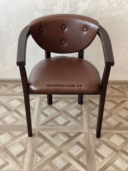 ➤Цена 3 015 грн UAH Купить Стильный стул с подлокотниками мягкий Морже кожзам ➤Орех темный ➤Стулья деревянные➤Агросвит П➤5503658ПЛМ фото