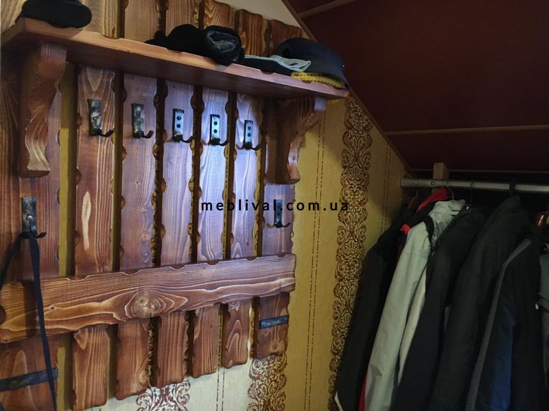 ➤Цена 5 400 грн UAH Купить Вешалка деревянная для прихожей настенная под старину ➤Темний горіх ➤Вешалки➤МЕКО➤0244МЕКО фото