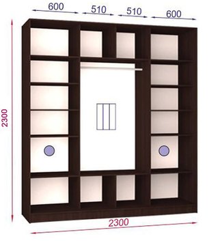 ➤Ціна 14 565 грн  Купити Шкаф-купе трехдверный Стандарт 1 высота 2300 мм 600, 2300➤ ➤Шкафы купе трехдверные➤L&D➤440304505матр.7 фото