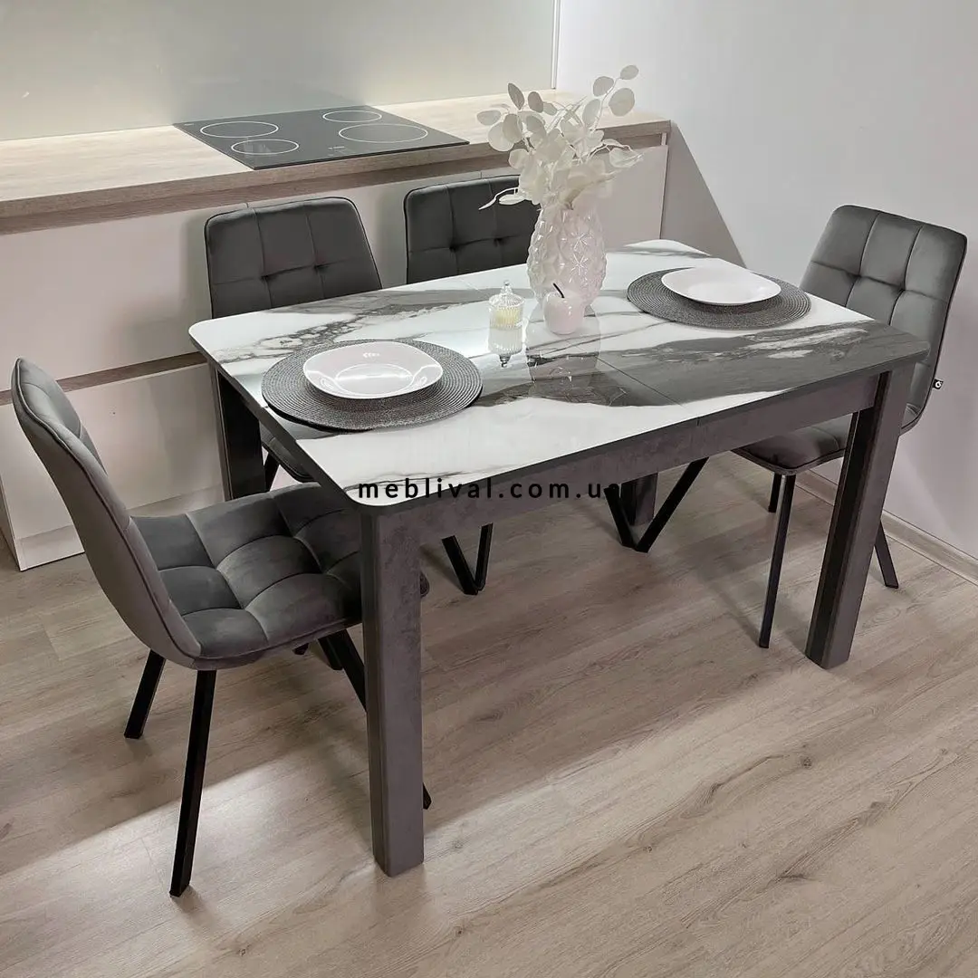 Комплект кухонный стол Notsob Стандарт серый + стул мягкий 4 шт 