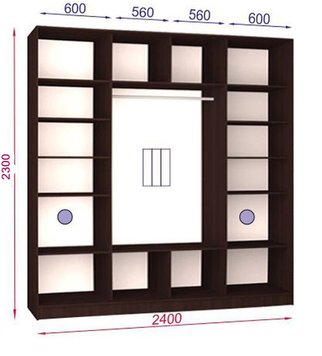 ➤Ціна 14 913 грн  Купити Шкаф-купе трехдверный Стандарт 1 высота 2300 мм 600, 2400➤ ➤Шкафы купе трехдверные➤L&D➤440304505матр.8 фото