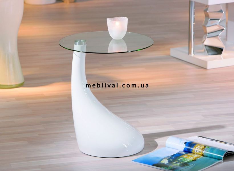 ➤Ціна 5 848 грн  Купити Дизайнерский журнальный столик со стеклянной столешницей на пластиковой опоре белый арт040242➤Білий ➤Столы журнальные➤Modern 8➤TPearWh.ВВ1 фото