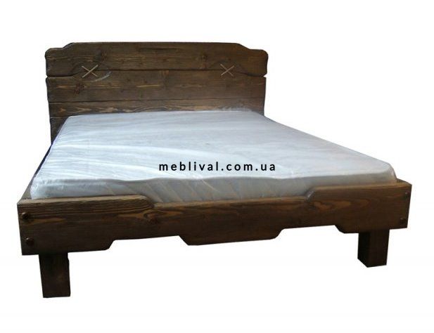 ➤Ціна 9 000 грн UAH Купити Ліжко дерев'яне двоспальне Левокуб 160х200 під старовину➤Горіх ➤Кровати под старину➤МЕКО➤0122МЕКО фото