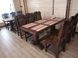 Комплект стол Ланидрак нераскладной со стульями 6 шт Леафар деревянный под старину 0116МЕКО фото 2