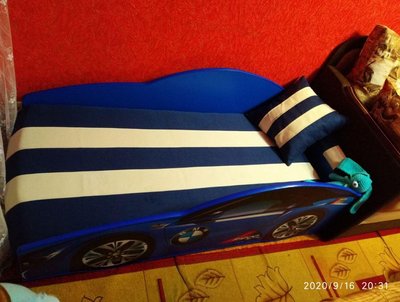 ➤Ціна 8 964 грн  Купити Кровать-машинка BMW 002 Blue + мягкий спойлер + подушка➤ ➤Кровати детские➤VDЕ➤440303458ВИОРД фото