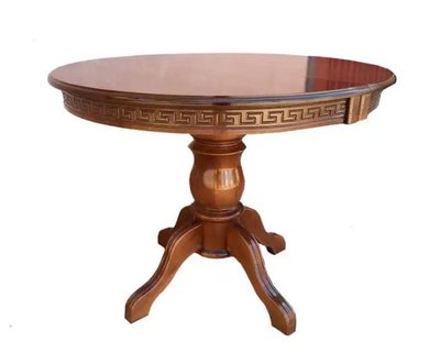 ➤Ціна   Купити Круглый стол деревянный с резным узором на одной опоре Гренад-К темный орех➤Орех темный ➤Столы деревянные➤Агросвит С➤440312075ПЛМ фото