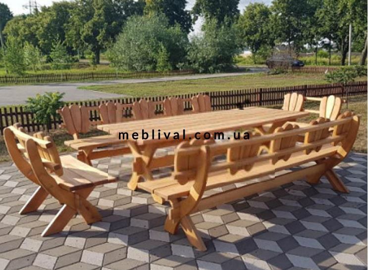 ➤Цена 57 516 грн UAH Купить Садовый комплект Кастехон лавки 4 шт+деревянный стол ➤натуральное дерево ➤Столовые комплекты под старину➤Агросвит 4С➤440303012ПЛМ фото