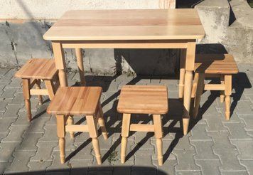 ➤Цена 8 762 грн UAH Купить Стол обеденный с табуретами комплект 1+4 Призма Нью 1000х1650 ➤натуральное дерево ➤Комплекты обеденные деревянные➤Агросвит 2С➤440503030ПЛМ фото