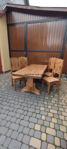 ➤Цена 18 945 грн UAH Купить Комплект стол Рожам нераскладной со стульями 6 шт Ланидрак деревянный под старину ➤Горіх ➤Комплект - стол стул лавки➤МЕКО➤0118МЕКО фото