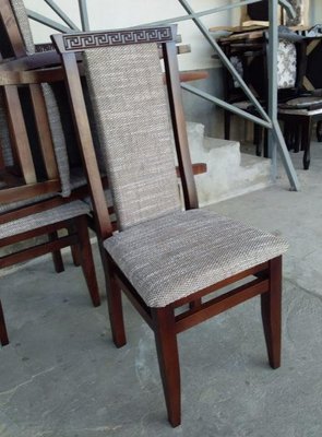 ➤Ціна 2 411 грн  Купити Дизайнерский стул для обеденной зоны с высокой спинкой дерево лак орех ткань серая Арнес➤Орех темный ➤Стулья деревянные➤Агросвит 1С➤440311313ПЛМ фото