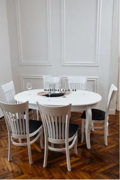 ➤Цена 33 240 грн UAH Купить Комплект стол круглый Ифос 153х102(+38) + стулья Алуег 6 шт белый ➤Белый ➤Комплекты обеденные деревянные➤Kulvpa➤0266PAV1 фото