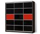 Шкаф-купе Классик трехдверный тонированные зеркала + цветные стекла (красный с черным) 044991матр.9 фото 1