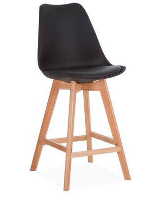 ➤Цена   Купить Барный стул пластиковый с подножкой на деревянных опорах подушка сиденья мягкая цвет черный арт040290.2 ➤Черный ➤Стулья барные➤Modern 8➤EliosBl.ВВ1 фото