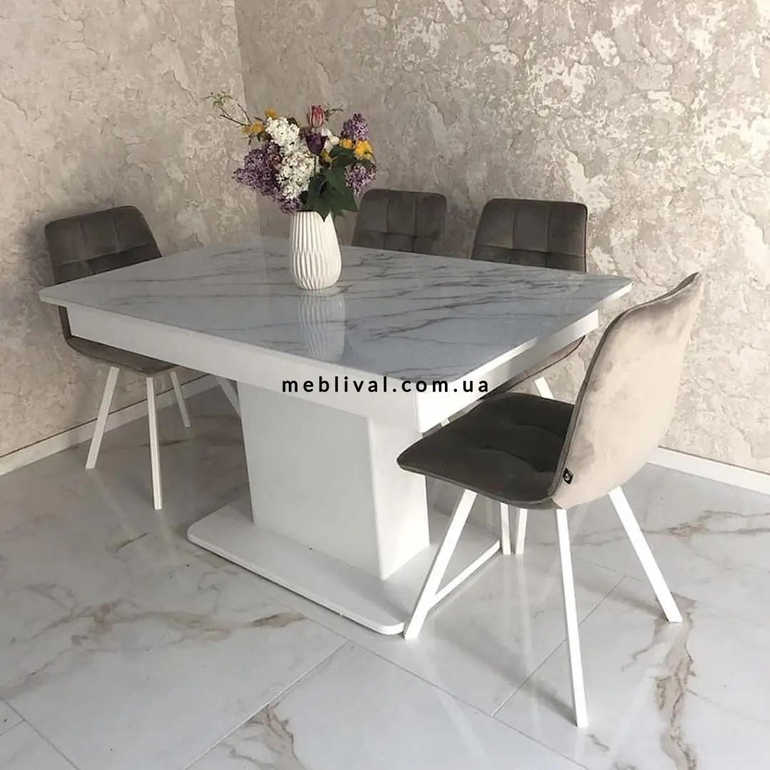 Комплект кухонный стол Notsob Т Стандарт белый + стул Maj 4 шт серый