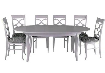 ➤Цена   Купить Обеденная группа Винассан с узором+стулья Артене (6 шт) белый ➤ ➤Комплекты обеденные деревянные➤Агросвит➤440312176ПЛМ фото