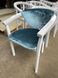 Белый стул с подлокотниками деревянный Арко велюр голубой 6601208ПЛМ фото 3