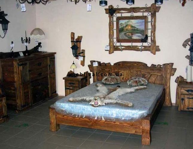 ➤Ціна 9 450 грн UAH Купити Ліжко дерев'яне Ритагоб 140х200 під старовину➤Горіх ➤Кровати под старину➤МЕКО➤0121МЕКО фото