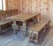 Комплект обеденный стол 120х80 + лавка со спинкой и лавка без спинки деревянные под старину 0221МЕКО1 фото 1