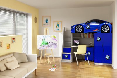 ➤Цена 14 310 грн  Купить Кровать-чердак комната машина BMW Blue (3) с комодом ➤ ➤Кровати двухъярусные➤VDЕ-Н➤144545.2ВИОРД1КОМ фото