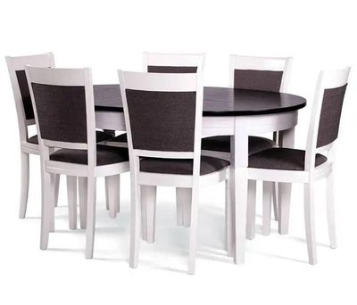 ➤Цена   Купить Обеденная группа стол Ганж овальный+стулья Больбек (6 шт) белый ➤ ➤Комплекты обеденные деревянные➤Агросвит➤440312152ПЛМ фото