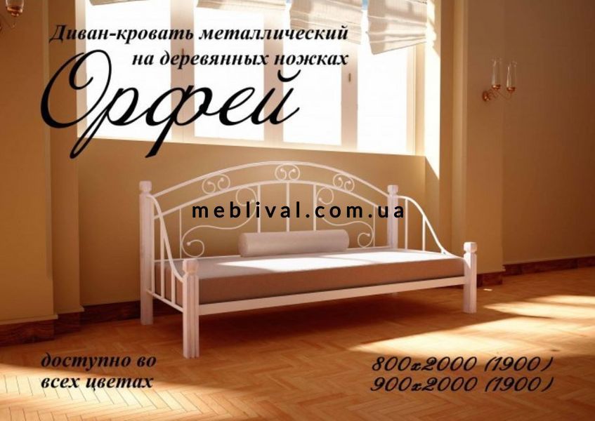 ➤Ціна   Купити Диван-кровать металлическая на деревянных ножках Орфей Золото➤Білий ➤Кровати односпальные➤Металл-дизайн➤440300884WOOМЕТДИЗ.8 фото