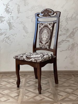 ➤Ціна 2 814 грн  Купити Обеденный стул с резной спинкой мягкий для гостиной Марино темный орех➤темный орех ➤Стулья деревянные➤Агросвит 1С➤6601207ПЛМ фото