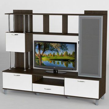 ➤Цена 15 240 грн  Купить Мини стенка в гостиную с полками и витриной арт040096.6 ➤венге ➤Гостиная➤Modern 4➤440303542.7.ТС фото