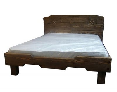 ➤Ціна 8 550 грн UAH Купити Ліжко дерев'яне полуторне Левокуб під старовину➤Горіх ➤Кровати под старину➤МЕКО➤0123МЕКО фото
