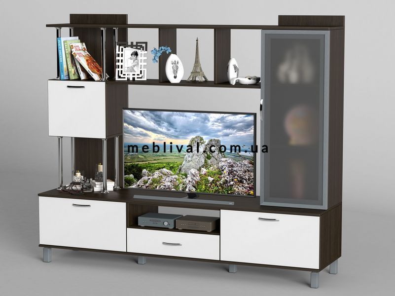 ➤Ціна 15 240 грн  Купити Мини стенка в гостиную с полками и витриной арт040096.6➤венге ➤Гостиная➤Modern 4➤440303542.7.ТС фото