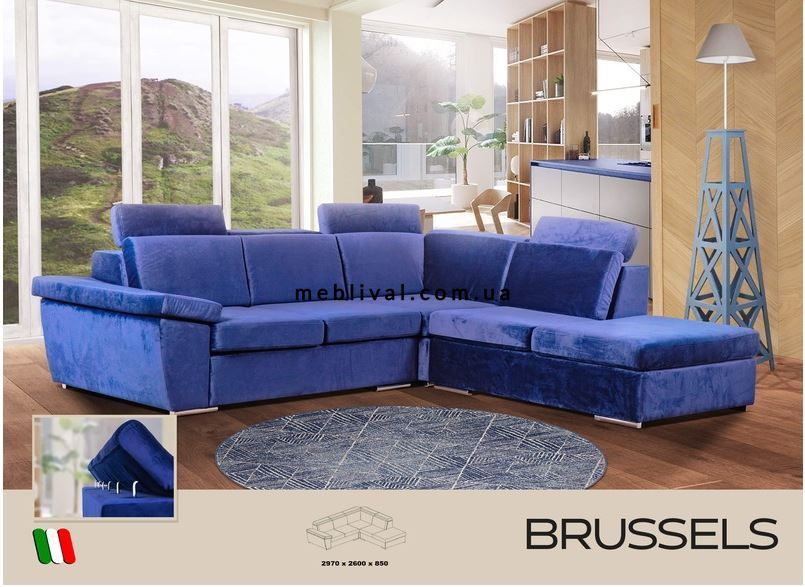 ➤Цена   Купить Угловой диван с шезлонгом модульный цвет синий нераскладной арт040177 ➤Синий ➤Диваны офисные➤Modern 3➤440303477.1.EMB фото