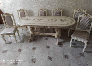 ➤Цена 37 151 грн UAH Купить Обеденные комплекты стол 160х90 (+40) и стулья 6 Мартинитка Люкс слоновая кость с патиной золото ➤Слоновая кость ➤Комплекты обеденные деревянные➤Агросвит 2С➤444703030ПЛМ фото