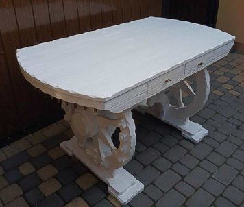 ➤Ціна 15 329 грн UAH Купити Кухонний стіл 160х80 з шухлядками Анутроф під старовину з масиву дерева➤Білий ➤Столы под старину➤МЕКО➤0026МЕКО1 фото