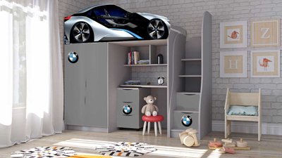 ➤Цена 14 310 грн  Купить Кровать-чердак комната машина BMW White 80х170 ➤ ➤Кровати двухъярусные➤VDЕ➤144545.7ВИОРД1 фото
