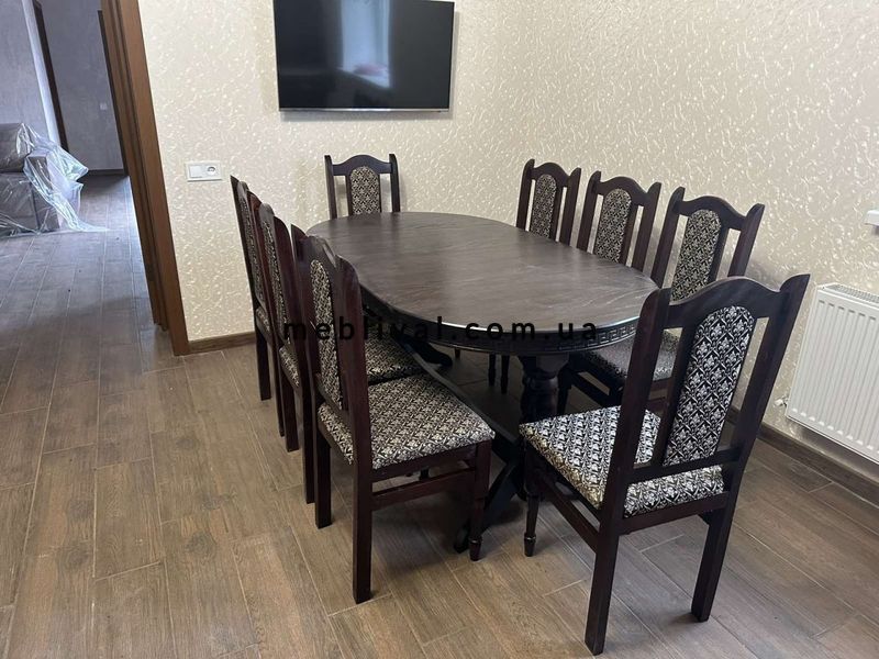 ➤Цена 18 450 грн  Купить Стол со стульями Брен 1+6, раскладной 1600х900+400 вставка темный орех ➤Орех темный ➤Комплекты обеденные деревянные➤Агросвит Б➤440306242.100ПЛМ фото
