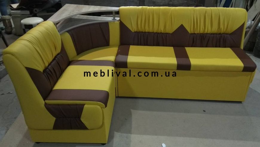 ➤Цена 15 165 грн  Купить Мягкий кухонный уголок 130х200 со спальным местом флай коричневый флай черный ➤ ➤Кухонные уголки раскладные➤МИКС➤144860МИК12 фото