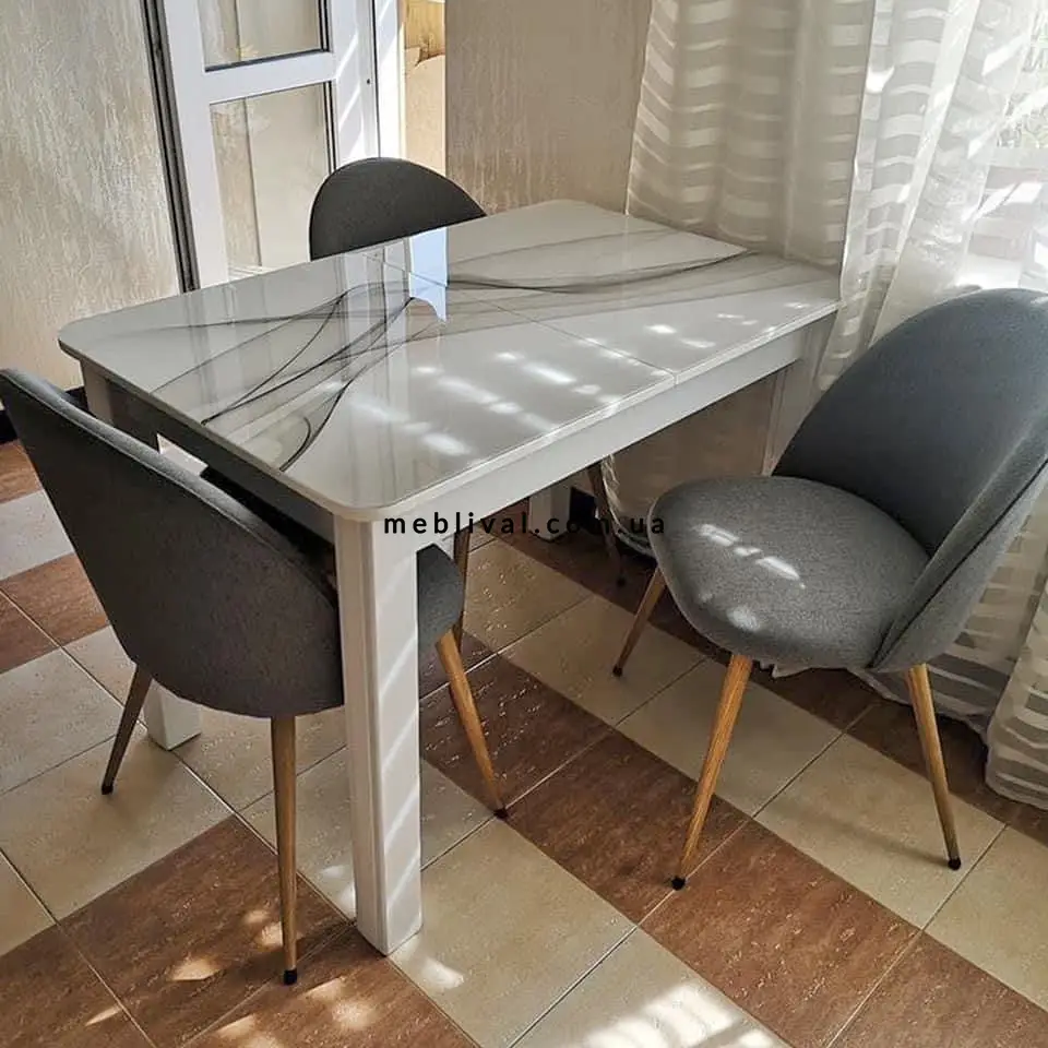Комплект кухонный стол Notsob Стандарт черный + стул кресло 4 шт серый